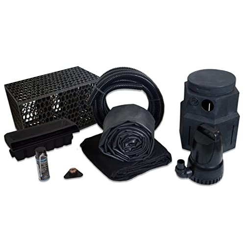 HALF OFF PONDS Pond Free Cascade Waterfall Kit with 4100 GPH Pump, EPDM Liner - Black