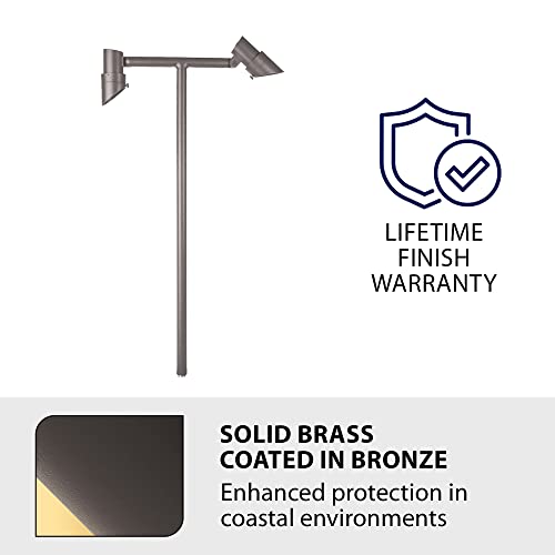 WAC Lighting Accent Stem LED 12V Path and Area Double Light 3000K Warm White Solid Brass Coated in Bronze