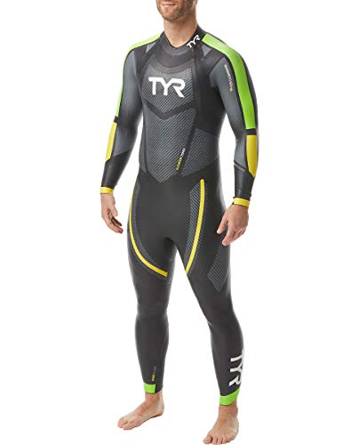 TYR Mens Cat 5 Wetsuit Black/Grn/Yellow XS