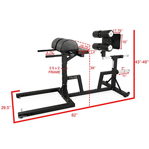Valor Fitness Glute Ham Developer Machine Adjustable GHD Black