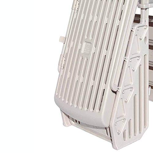 Vinyl Works GE Deluxe Adjustable A Frame Above Ground Pool Ladder w/Gate White