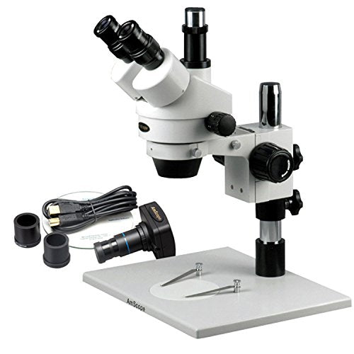 AmScope Digital Trinocular Stereo Zoom Microscope 3.5X-90X White