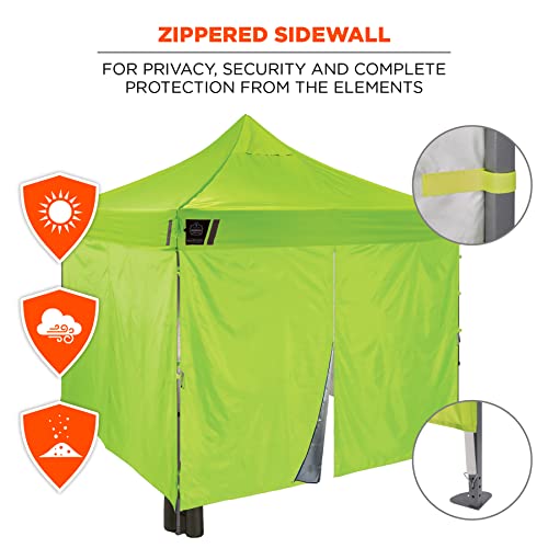Ergodyne SHAX 6053 Fully Enclosed Pop Up Canopy Tent with Sidewalls 10ft x 10ft Lime