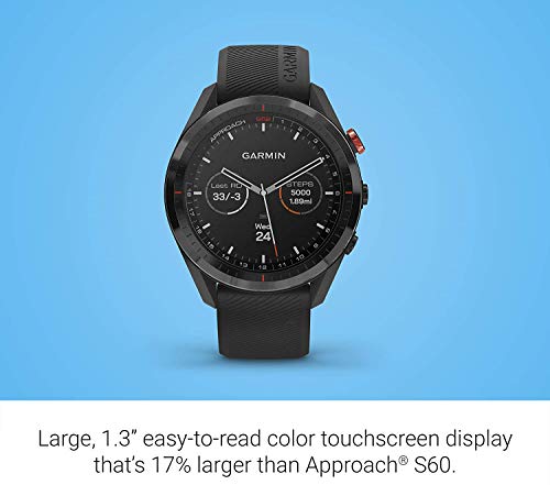 Wearable4U Garmin Approach S62 Premium GPS Black Golf Watch with Black Earbuds Bundle