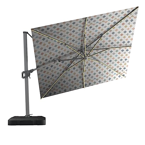 Midtown Umbrellas 10x10 Ft Outdoor Cantilever Patio Umbrella Silver Frame Sunbrella Infused Gem
