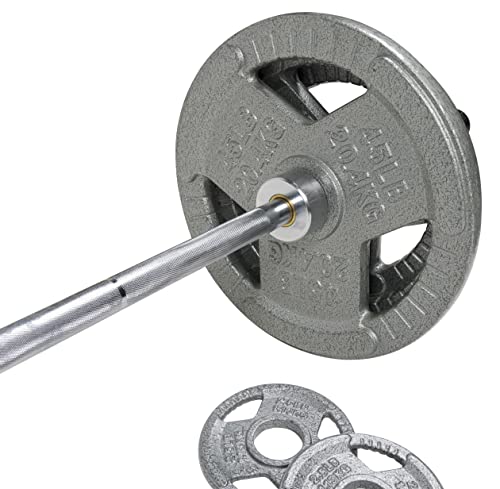 BalanceFrom Signature Fitness Cast Iron Olympic Weight Set with 7FT Barbell 300-Pound Black