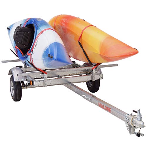 Malone EcoLight 2-Boat J-Rack Kayak Trailer Package Silver