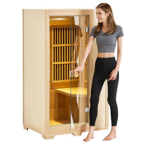 VEVOR 1 Person Far Infrared Wooden Sauna Brown
