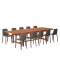 Brampton Patio Indi 11-Piece Dining Set 100% FSC Eucalyptus Wood Brown