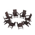 WestinTrends 8-Piece Modern Poly Folding Adirondack Chair Set Dark Brown