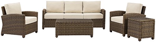Crosley Furniture Bradenton 5-Piece Outdoor Sofa Set Brown with Sand Cushions