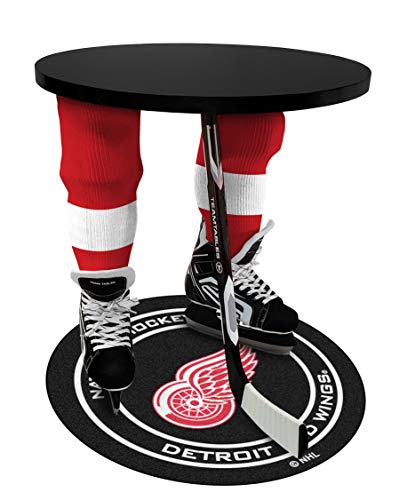 Team Tables Detroit Hockey Table Black Table Top with Detroit Red Wings Mat
