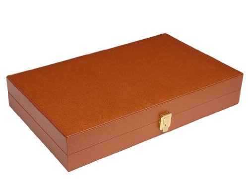 Zaza & Sacci Leather Microfiber Backgammon Set 20" Large Brown Case