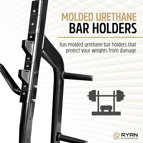 Ryan Sherwood Olympic Bench Chest Press with 4 Long External Storage Weight Horns Black