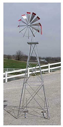 Thaisan7 Aluminum Windmill Garden Decor Red 18' High