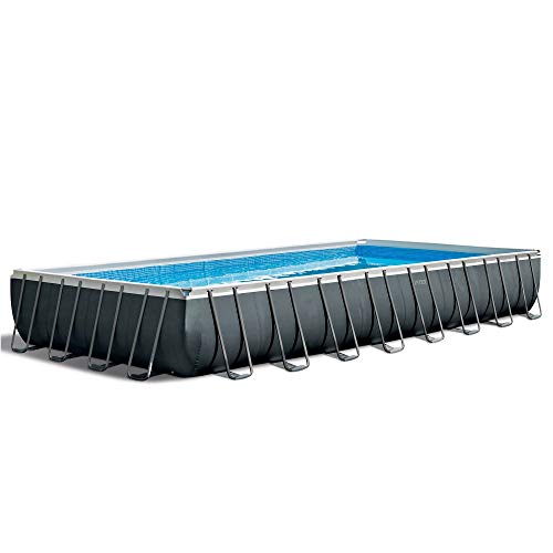 Intex Rectangular Ultra XTR Frame Above Ground Swimming Pool with Pump, Sand Filter, Pool Ladder, Ground Cloth, and Pool Cover