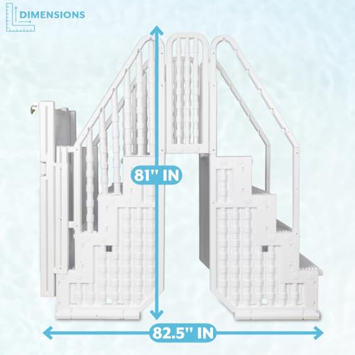 Poolzilla Premium Pool Step Ladder Set for Above Ground Pools White