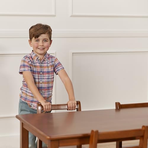 ECR4Kids Rectangular Hardwood Table and Chair Set Dark Walnut