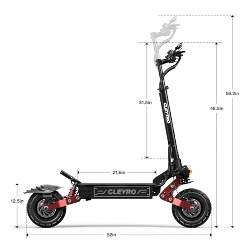 Cleytro Adult Electric Scooter 6000W 60V 50MPH 60 Miles Range Black
