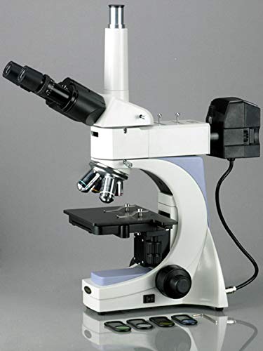 AmScope ME400TA Metallurgical Trinocular Microscope 40X-640X Blue