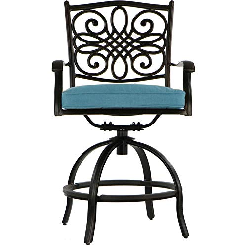 Hanover Traditions 5-Piece Outdoor Dining Set with 4 Swivel Chairs and Round Table Blue