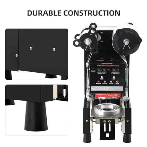 Garvee Auto Cup Sealing Machine 500-650 Cups/H Digital Control LCD Black