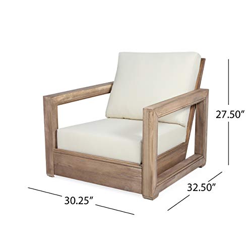 Christopher Knight Home Wesley Outdoor Acacia Wood Club Chairs Set of 2 Brown Beige