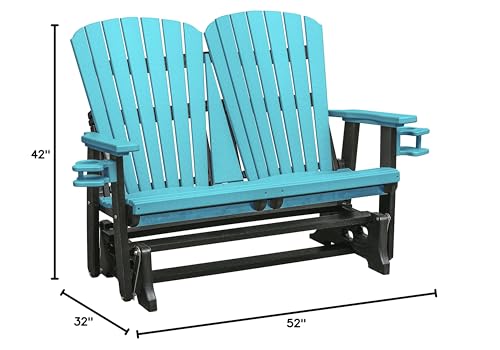American Furniture Classics Dual Fan Back Glider Aruba Blue and Black