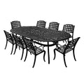 Oakland Living Modern Outdoor Mesh Lattice Aluminum 95-in Black Patio Dining Set