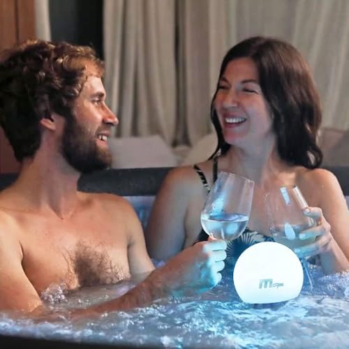 M Spa Urban Series Aurora Round Inflatable Outdoor Spa with LED Lights Black