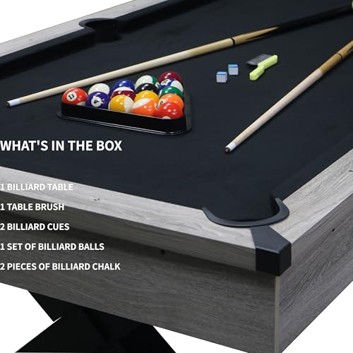 MWrouqfur 84” Billiard Table Rustic Grey Black Cloth