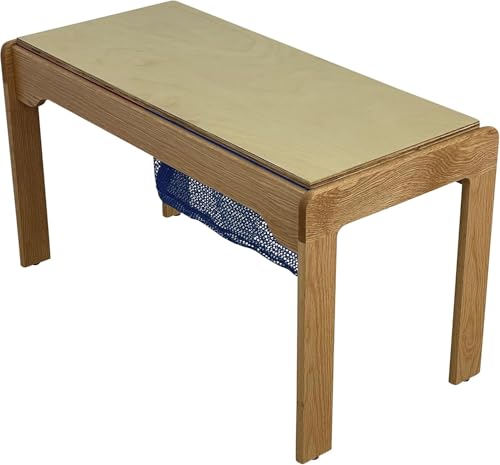 Table Toys Lego-Compatible Table with Mesh Net, Solid Wood, Multi Color