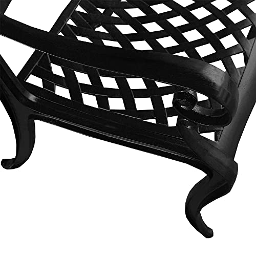 Oakland Living Modern Ornate Outdoor Mesh Aluminum 68-in Rectangular Patio Dining Set with Six Chairs Black