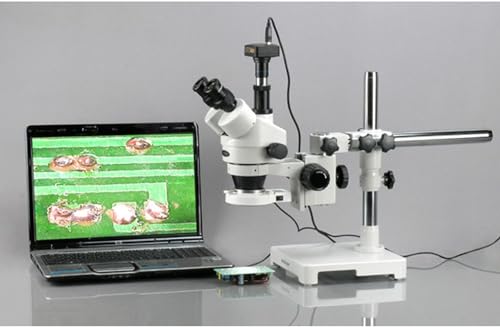AmScope Digital Trinocular Stereo Zoom Microscope with Camera White