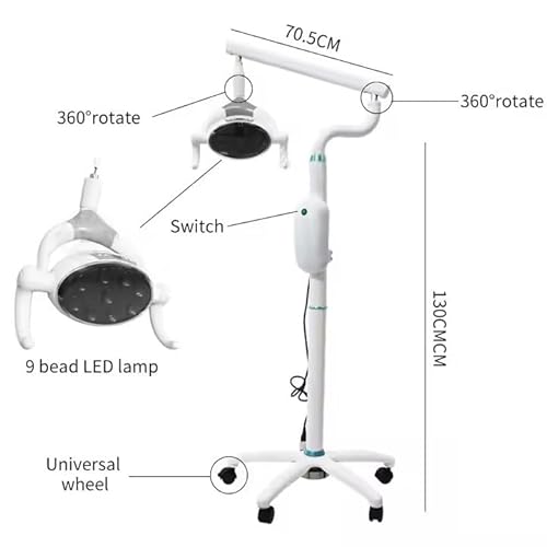 Tankredrug 28W Portable Dental Examination LED Light Stand Mobile Surgical Medical Lamp White