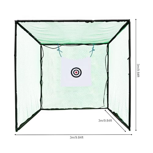 Eleeferri Golf Hitting Cage with Practice Net & Swing Mat Green Black White