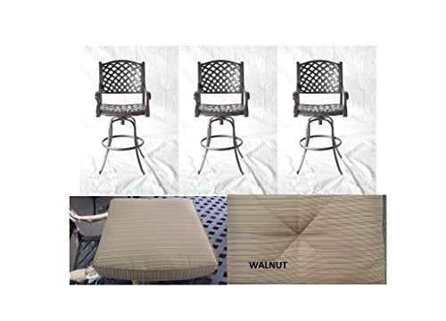 Patio Land OutDoor Living Nassau Outdoor Patio Swivel Barstools 24" High Cast Aluminum Dark Bronze