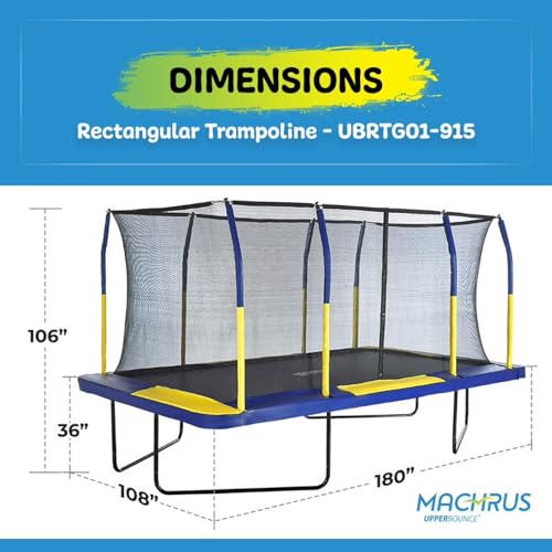 Upper Bounce Rectangle Trampoline with Enclosure Blue/Yellow
