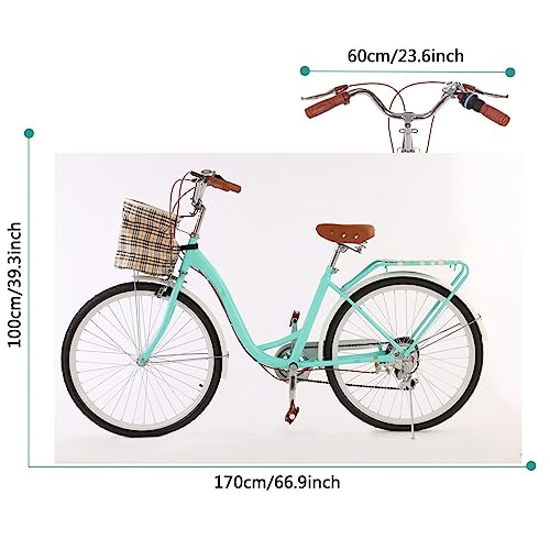 GENERIC Women's Beach Cruiser Bicycle 7 Speed 24 Inch Mint Green