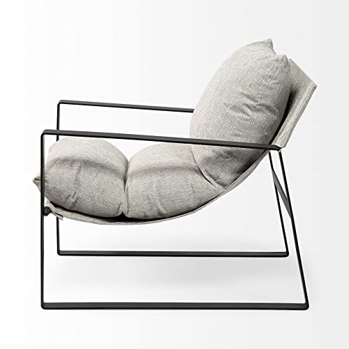 HomeRoots Ash Gray and Black Metal Sling Chair Black