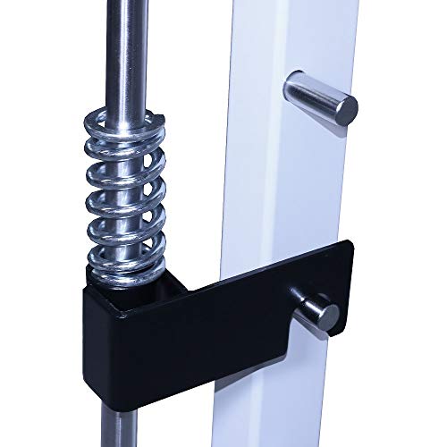 Deltech Fitness DF4900 Smith Machine with Linear Bearings, Weight Plate Storage, Pull-Up Bar, Squat Rack, Half Power Cage White and Black