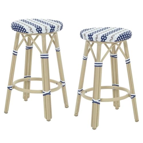 Furniture of America FOA Aluminum 30-Inch Patio Barstools with Bar Cart 5PC Set Blue