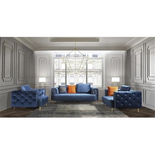 American Eagle Furniture AE-D832 Soft Velvet Fabric Chair Blue