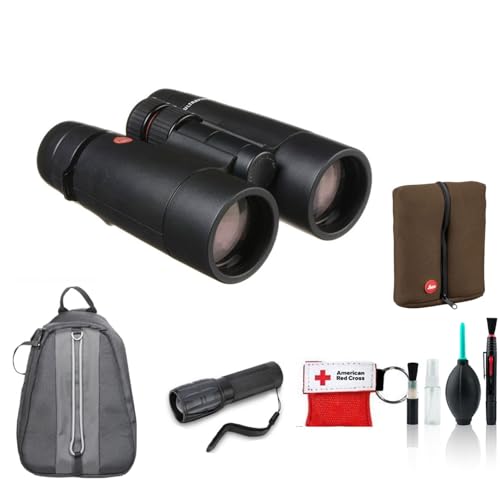 Leica 10x42 Ultravid HD-Plus Binoculars Bundle with Backpack, Cleaning Kit & Flashlight Red