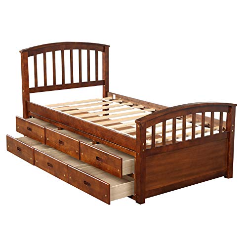 Bellemave Twin Captain's Bed Walnut +6 Drawers