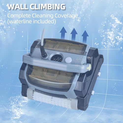 PioneerWorks Robotic Pool Vacuum Cleaner 130W Wall Climbing Gray