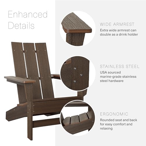 DuroGreen Aria Adirondack Chairs Set of 4 Oversized All-Weather Brazilian Walnut
