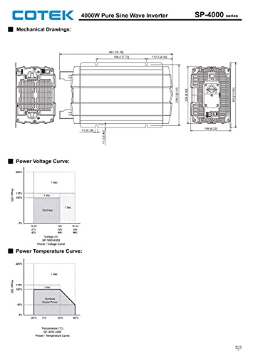 COTEK SP-4000-124 Pure Sine Wave Inverter 4000W 24VDC