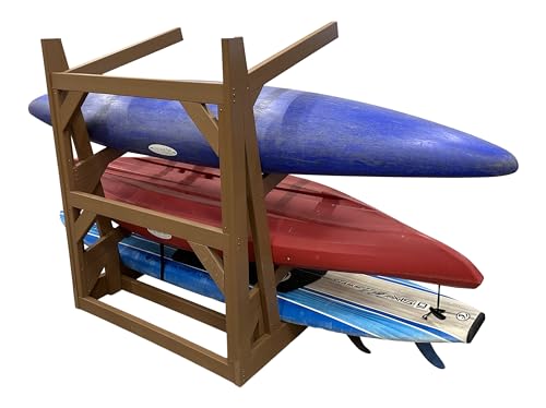 Log Kayak Rack One Sided Recycled Poly Kayak Rack Weatherproof Nutmeg Brown