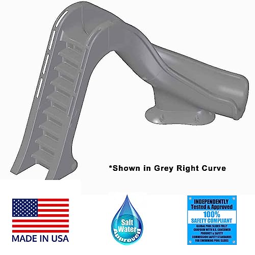 Global Pool Products Tidal Wave Inground Pool Slide Left Curve Grey